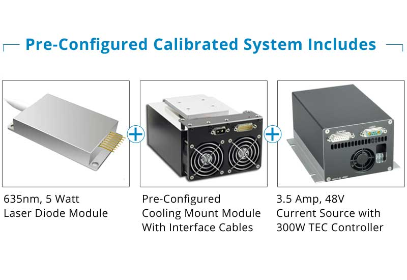 Calibrated Turn-Key System with Integrated 635nm, 5 Watt Laser Diode Module