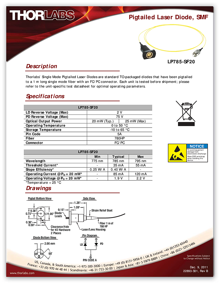 785nm, 25mW, coaxial Diode Laser