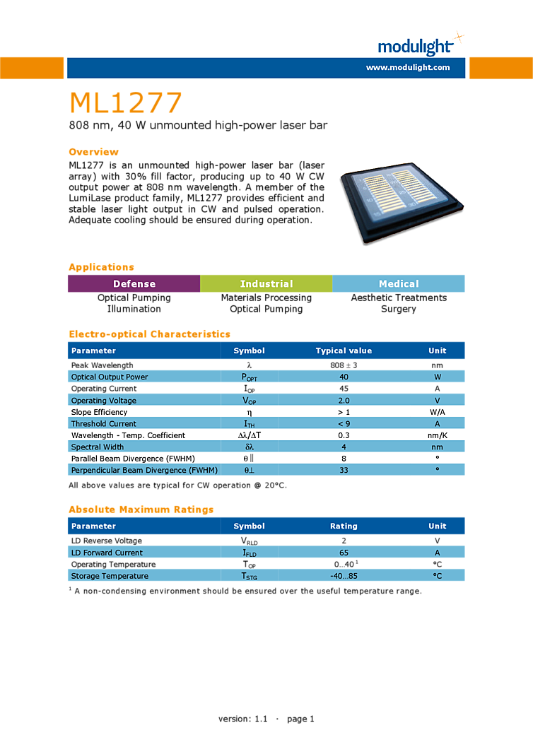 laser diode bar, 808nm