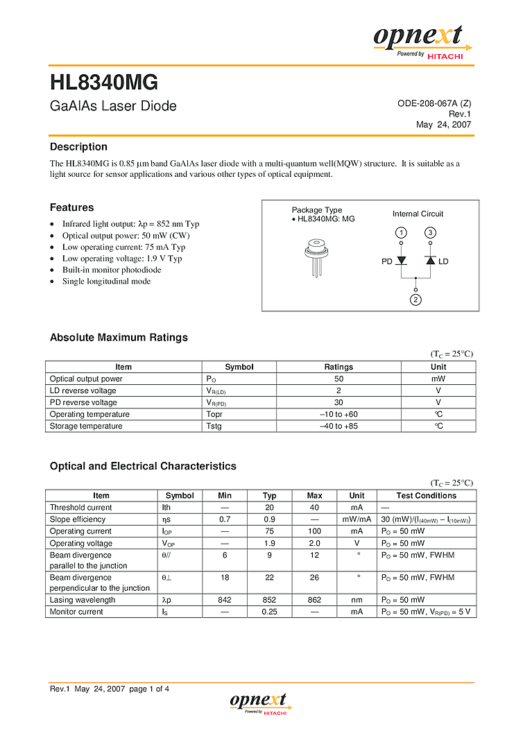 Infrared Laser, 852nm, 50mW