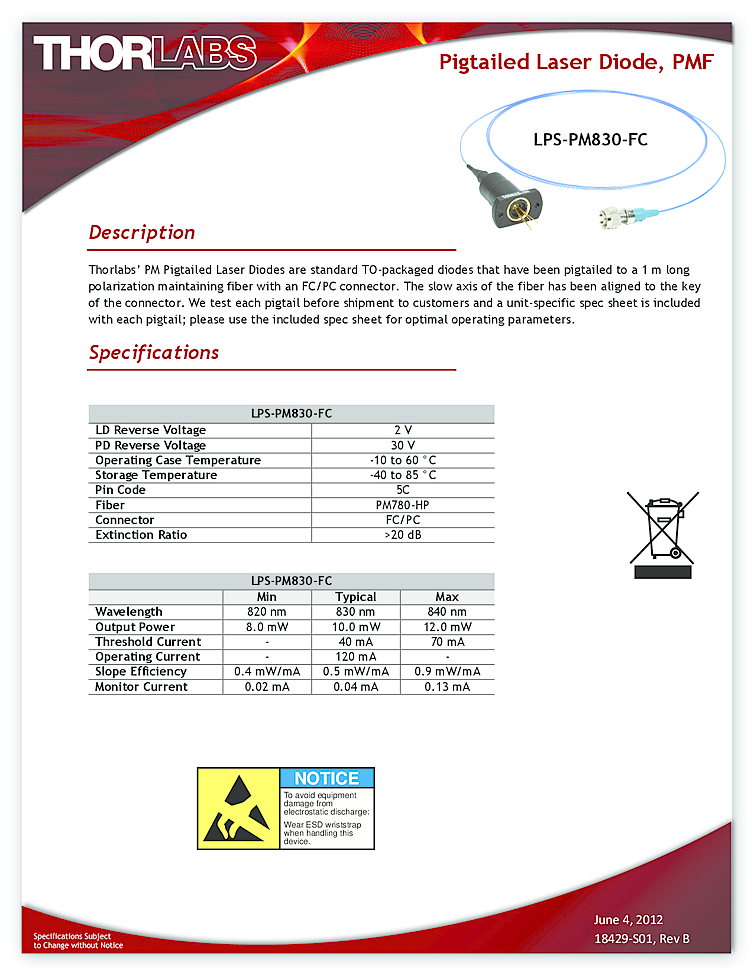 830nm, 10mW, coaxial
