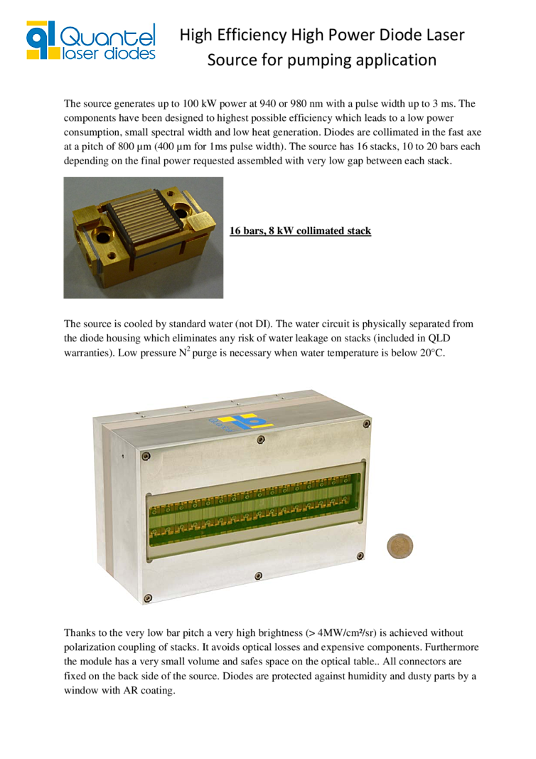 Pulsed Laser, 100 kW, 980nm