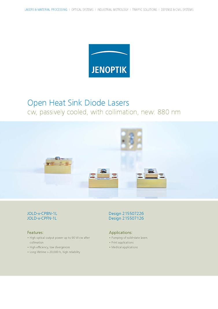 open heat sink laser array, 915nm