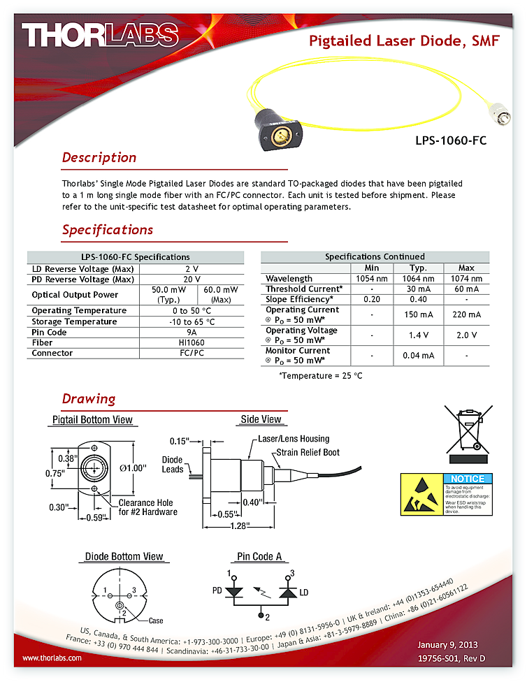 1064nm, 60mW Diode Laser