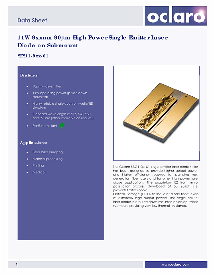 Laserdiode, 915nm, 975nm, 11Watt