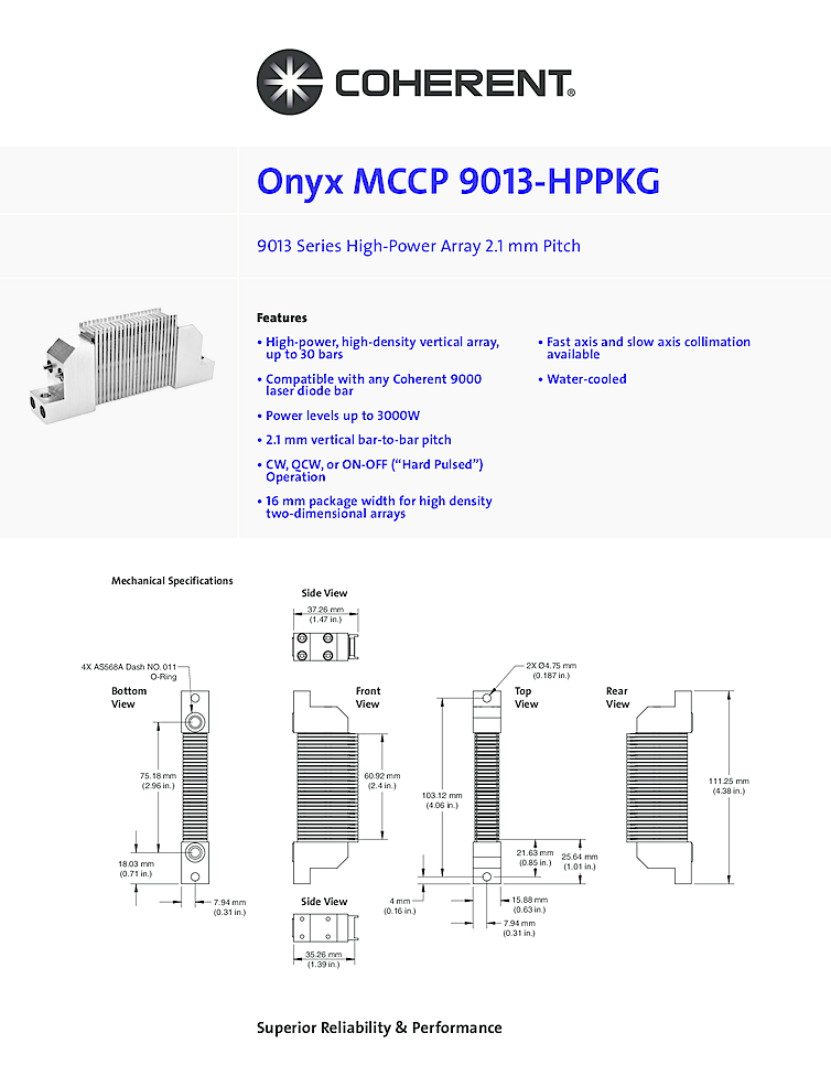 3kW vertical stack, 915nm