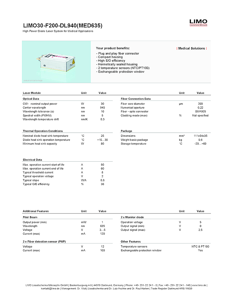 Diode Laser Pump, 940nm, 30W