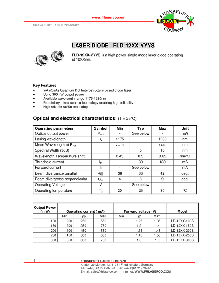 1175nm-1280nm Diode Laser