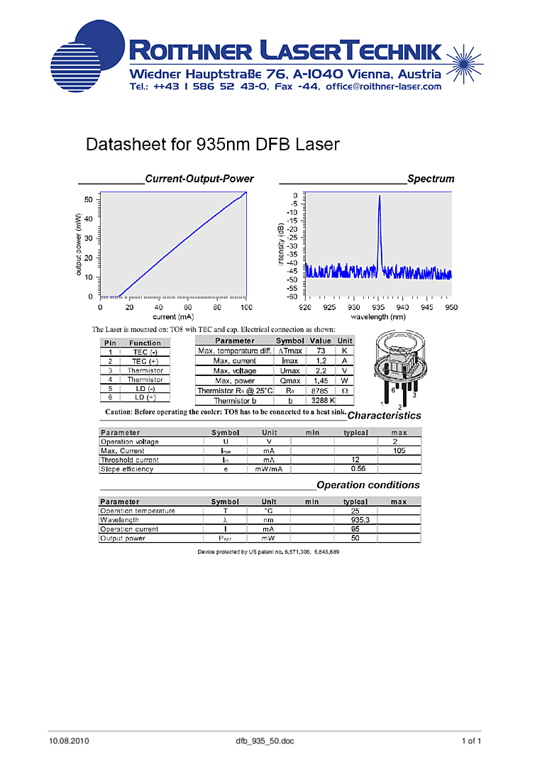 DFB Laser, 935nm, 1450mW