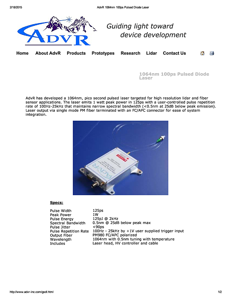 1064nm | 100ps Pulsed Diode Laser