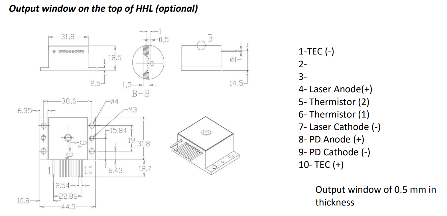 1120nm / 3W　Multimode Fabry-Perot Laser Diode (HHL w/window)