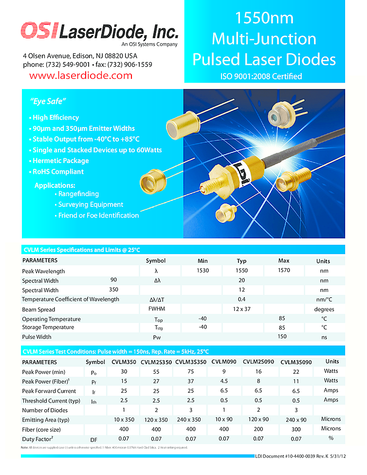 Pulsed Laser, 1550nm, 60 Watts