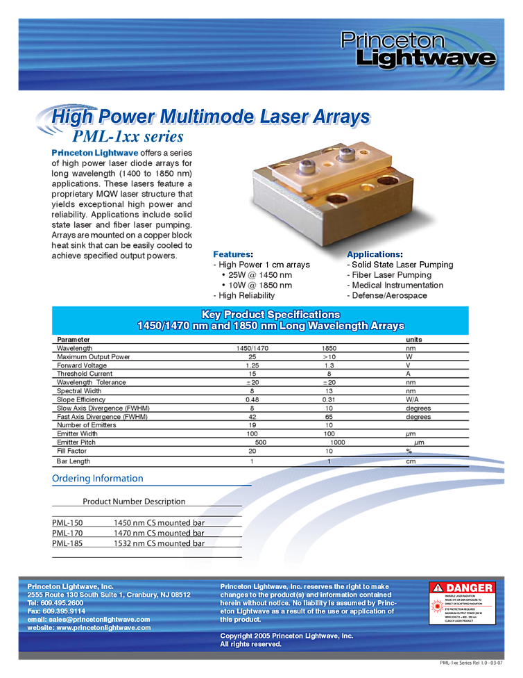 1850nm, 10W Laser Diode Array