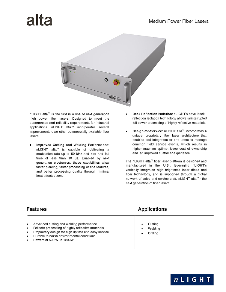 Fiber Laser, CW, 1080nm, 1200W