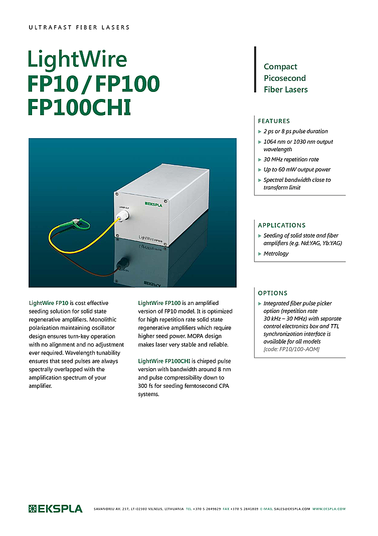 1030 nm Fiber Laser, Picosecond, 1.3nJ