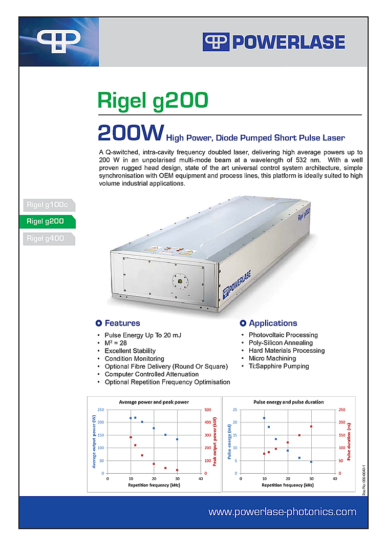 532nm Q-Switched Nanosecond Laser, 200W