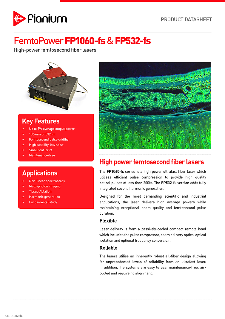 Fiber Laser, Femtosecond, 1064nm 5W