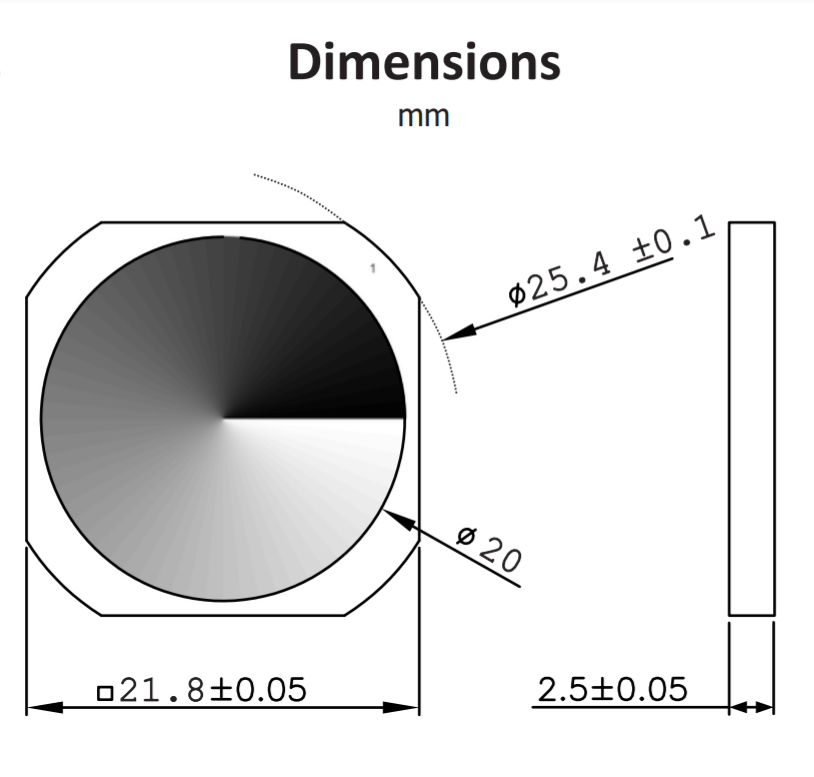 266nm /  m=8　Vortex Lens - Spiral Phase Plate (22x22x2.5 mm)