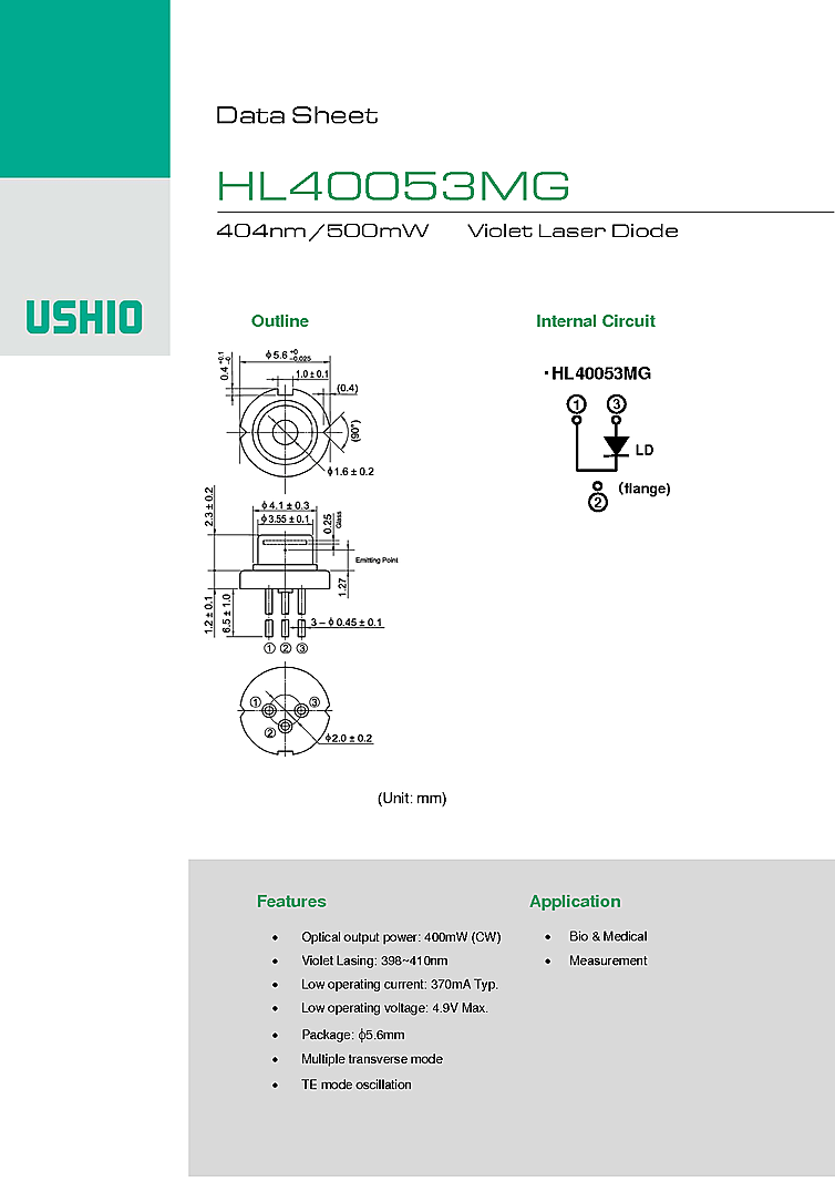 404nm Laser-Diode, 500mW