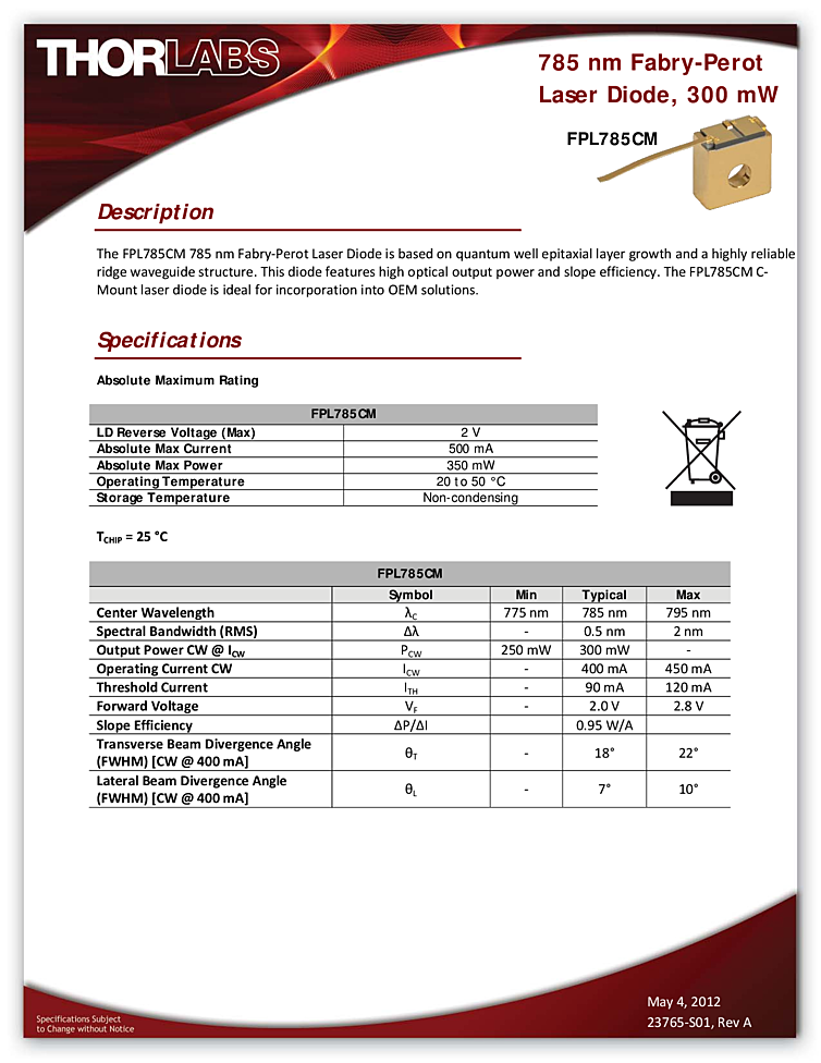 785nm Laser Diode, 300mW