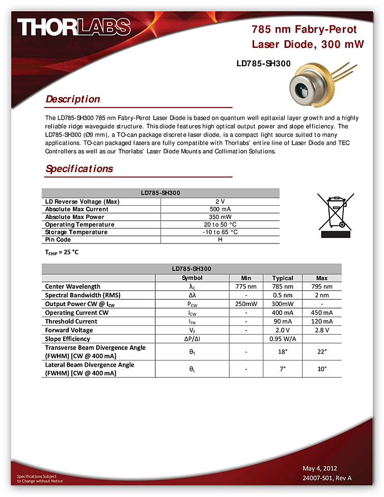 785nm, 300mW, Infrared Laser