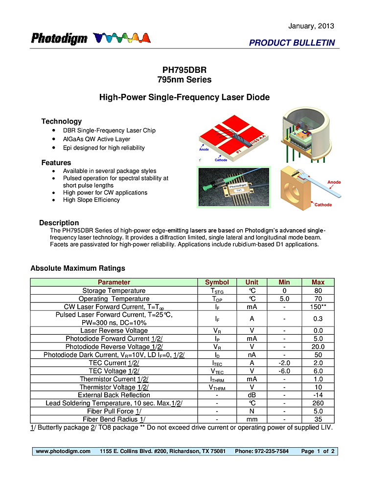 795nm DBR Semiconductor Laser